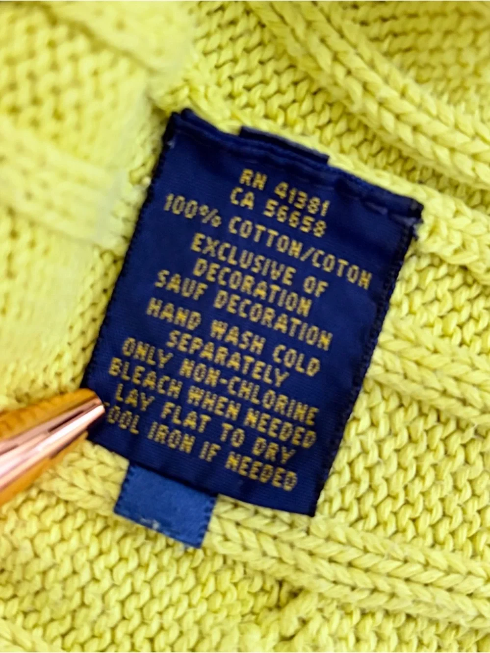 Polo Ralph Lauren Women’s Knit Sweater Yellow Crewneck size Medium - Picture 9 of 12